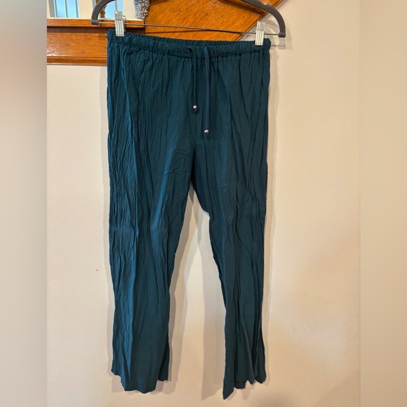 Womens 2 Piece Matching Set - Crop Top Side Slit Drawstring Wide Leg Pant - Picture 7 of 10